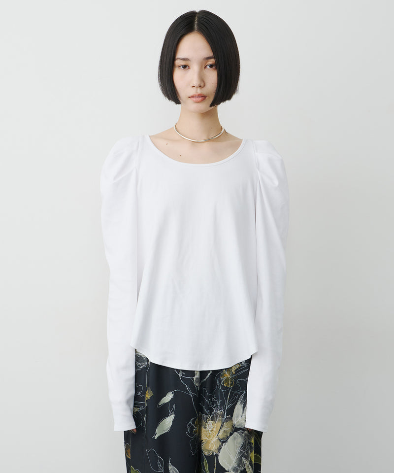 【予約】ギャザーパフロングスリーブカットソー