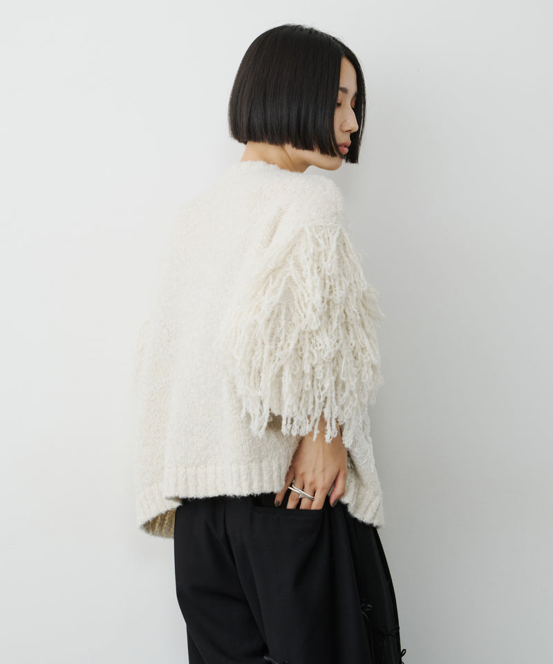 【予約】【TEN by LA BELLE ETUDE】レース刺繍MIXモチーフ×ループフリンジニットカーディガン