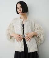 【予約】【TEN by LA BELLE ETUDE】レース刺繍MIXモチーフ×ループフリンジニットカーディガン