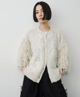 【予約】【TEN by LA BELLE ETUDE】レース刺繍MIXモチーフ×ループフリンジニットカーディガン