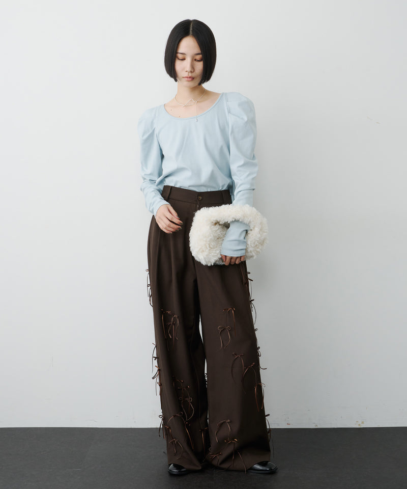 【予約】ギャザーパフロングスリーブカットソー