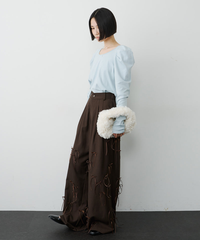 【予約】ギャザーパフロングスリーブカットソー