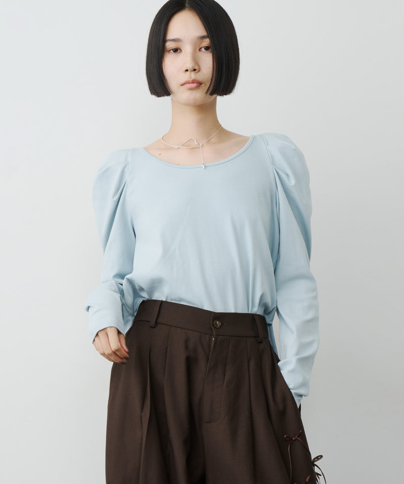 【予約】ギャザーパフロングスリーブカットソー