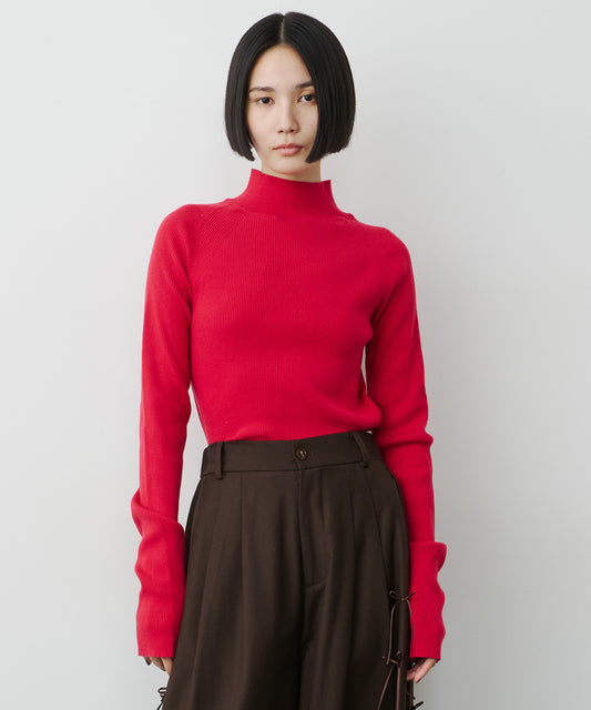 ハイネックリブ長袖ニット