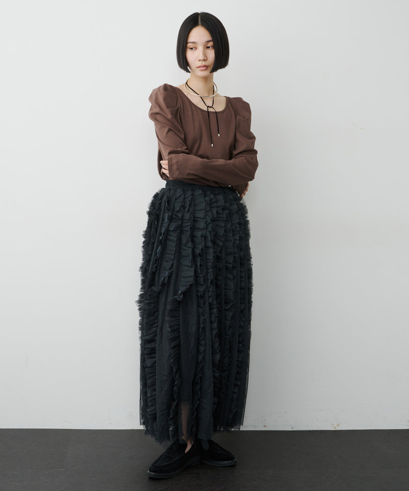【予約】ギャザーパフロングスリーブカットソー