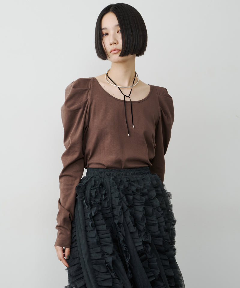 【予約】ギャザーパフロングスリーブカットソー