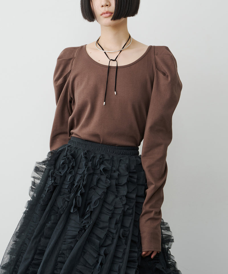 【予約】ギャザーパフロングスリーブカットソー