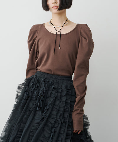 【予約10%OFF】ギャザーパフロングスリーブカットソー