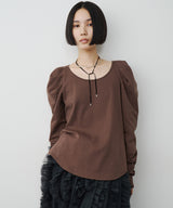 【予約】ギャザーパフロングスリーブカットソー