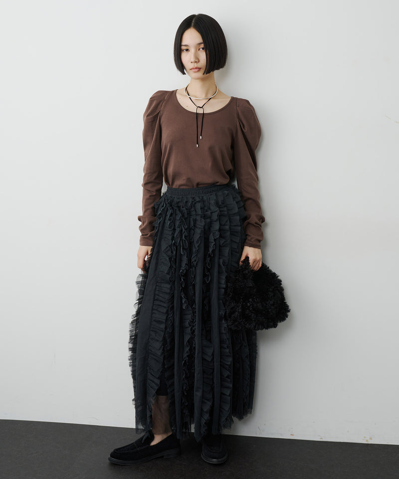 【予約】ギャザーパフロングスリーブカットソー