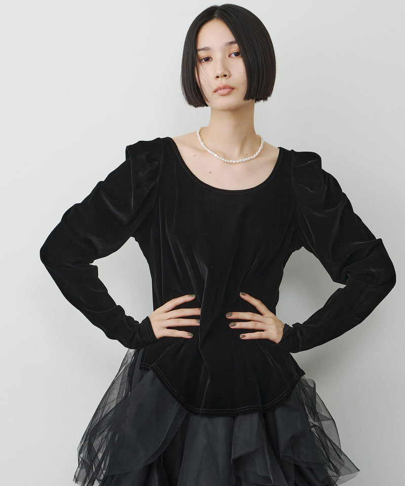 【予約】シアーベロアパフギャザーTOPS