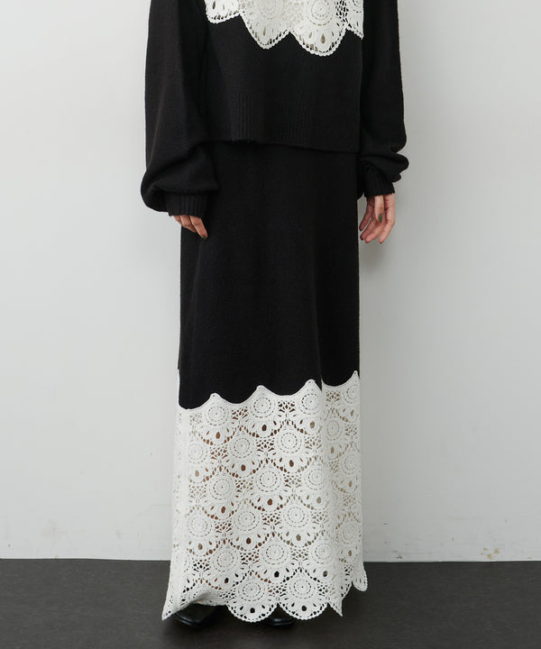 【予約開始待ち】【TEN by LA BELLE ETUDE】Crochet long knit skirt