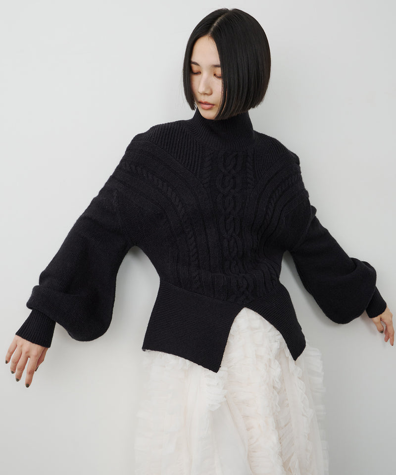 【予約開始待ち】【TEN by LA BELLE ETUDE】ケーブル柄ペプラムニット