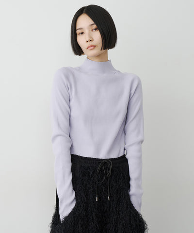 ハイネックリブ長袖ニット