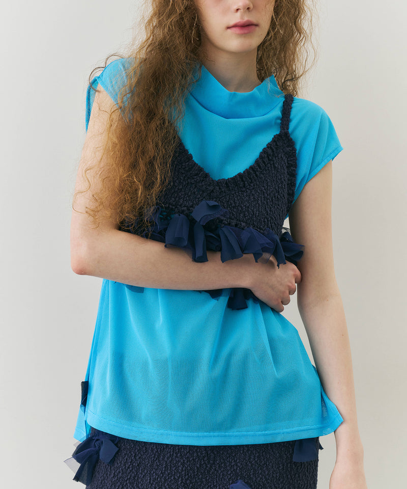 【J1U by LA BELLE ETUDE】ワイドハイネックダブルチュールTOPS