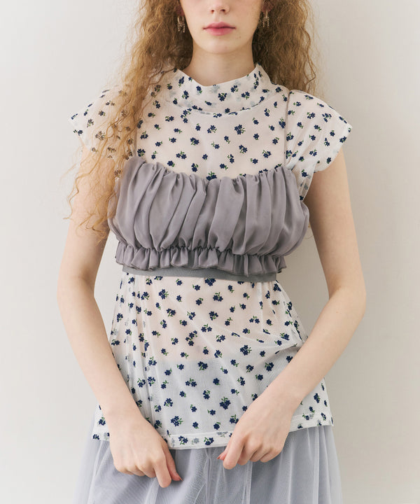【J1U by LA BELLE ETUDE】フラワーチュールワイドハイネックTOPS