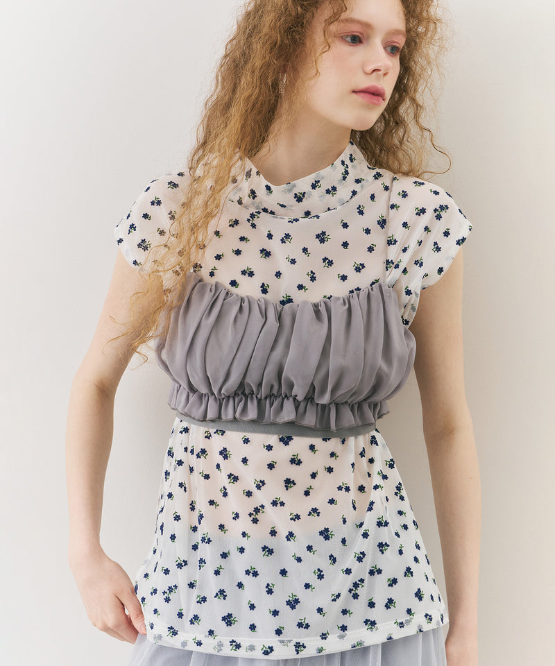 【J1U by LA BELLE ETUDE】フラワーチュールワイドハイネックTOPS
