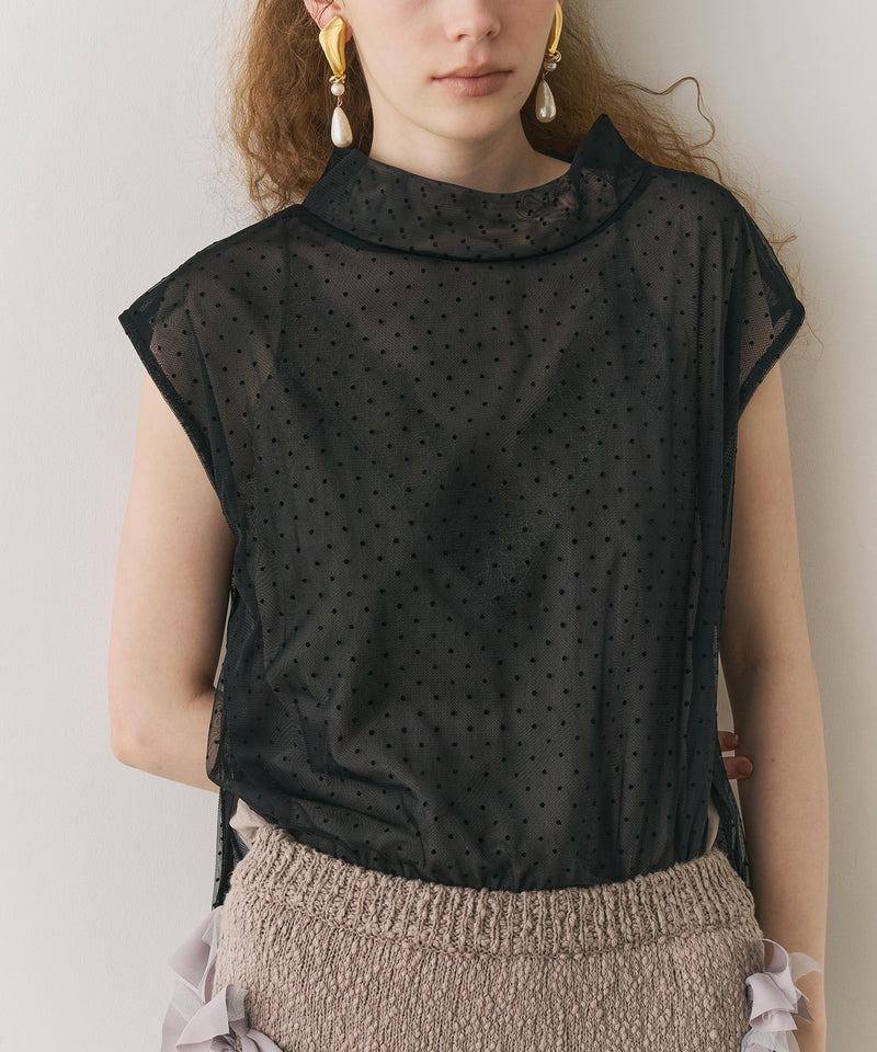 【J1U by LA BELLE ETUDE】ドットチュールワイドハイネックTOPS