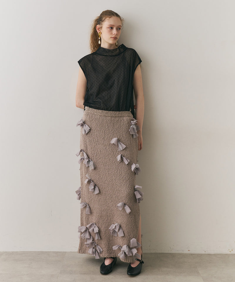 【J1U by LA BELLE ETUDE】ドットチュールワイドハイネックTOPS