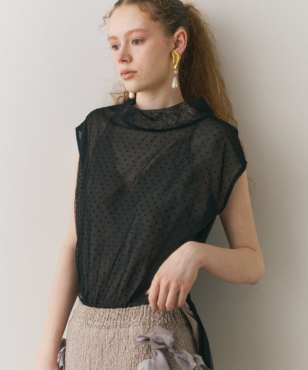 【J1U by LA BELLE ETUDE】ドットチュールワイドハイネックTOPS
