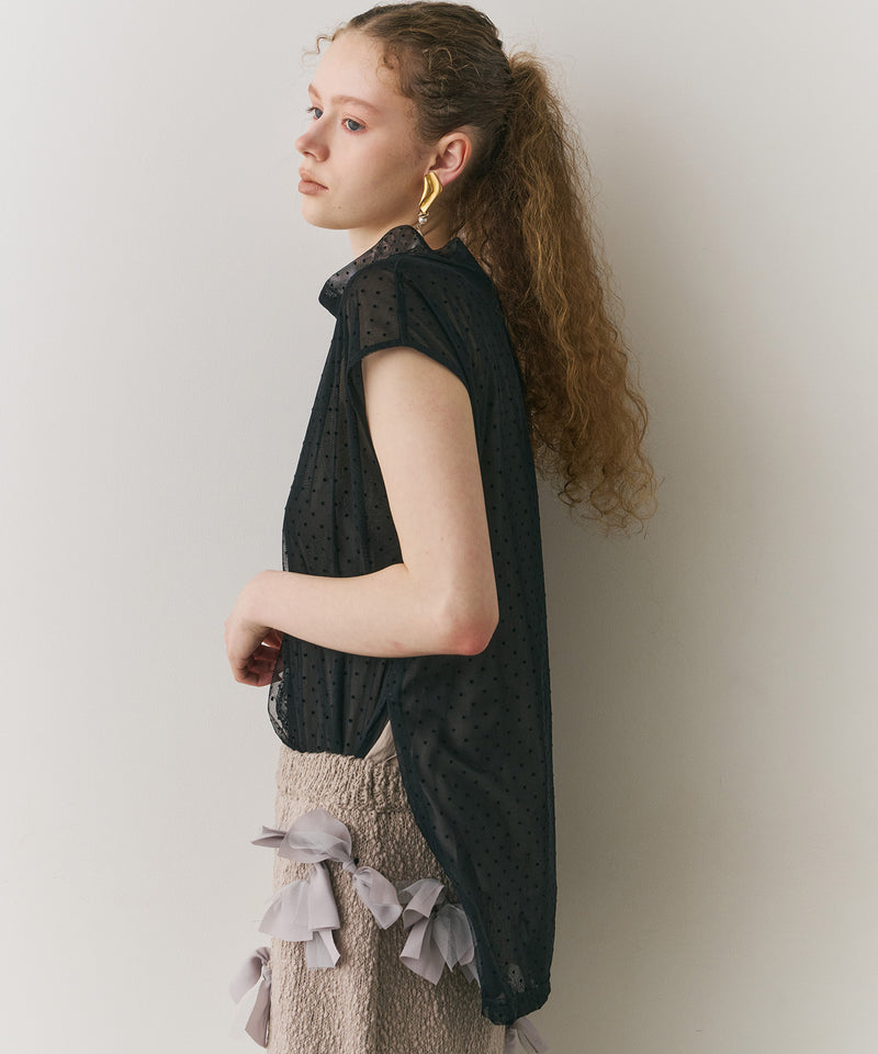 【J1U by LA BELLE ETUDE】ドットチュールワイドハイネックTOPS