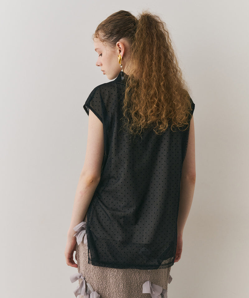 【J1U by LA BELLE ETUDE】ドットチュールワイドハイネックTOPS