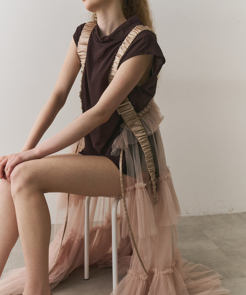 【J1U by LA BELLE ETUDE】ワイドハイネックダブルチュールTOPS
