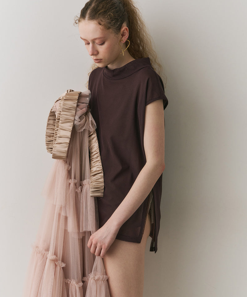【J1U by LA BELLE ETUDE】ワイドハイネックダブルチュールTOPS