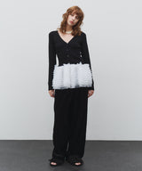 【予約開始待ち】ボリュームティアードフリルリブニットカーディガン