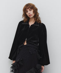 【予約10%OFF】【J1U by LA BELLE ETUDE】裾モチーフレースベロアパフスリーブブルゾン