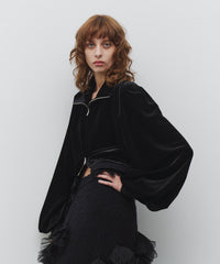 【予約10%OFF】【J1U by LA BELLE ETUDE】裾モチーフレースベロアパフスリーブブルゾン