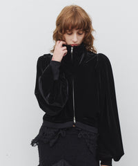 【予約10%OFF】【J1U by LA BELLE ETUDE】裾モチーフレースベロアパフスリーブブルゾン
