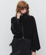 【予約10%OFF】【J1U by LA BELLE ETUDE】裾モチーフレースベロアパフスリーブブルゾン