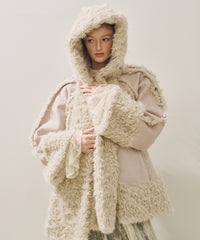 【予約10%OFF】【J1U by LA BELLE ETUDE】ムートンライクボンディングフードマフラー