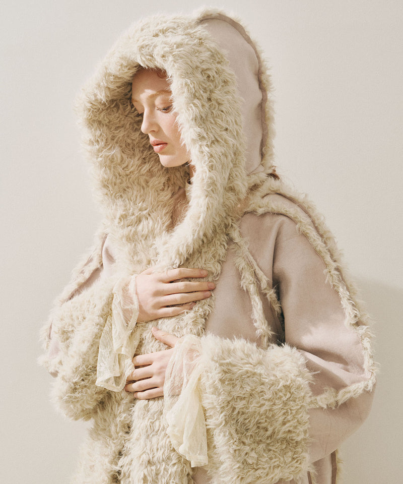 【予約10%OFF】【J1U by LA BELLE ETUDE】ムートンライクボンディングフードマフラー