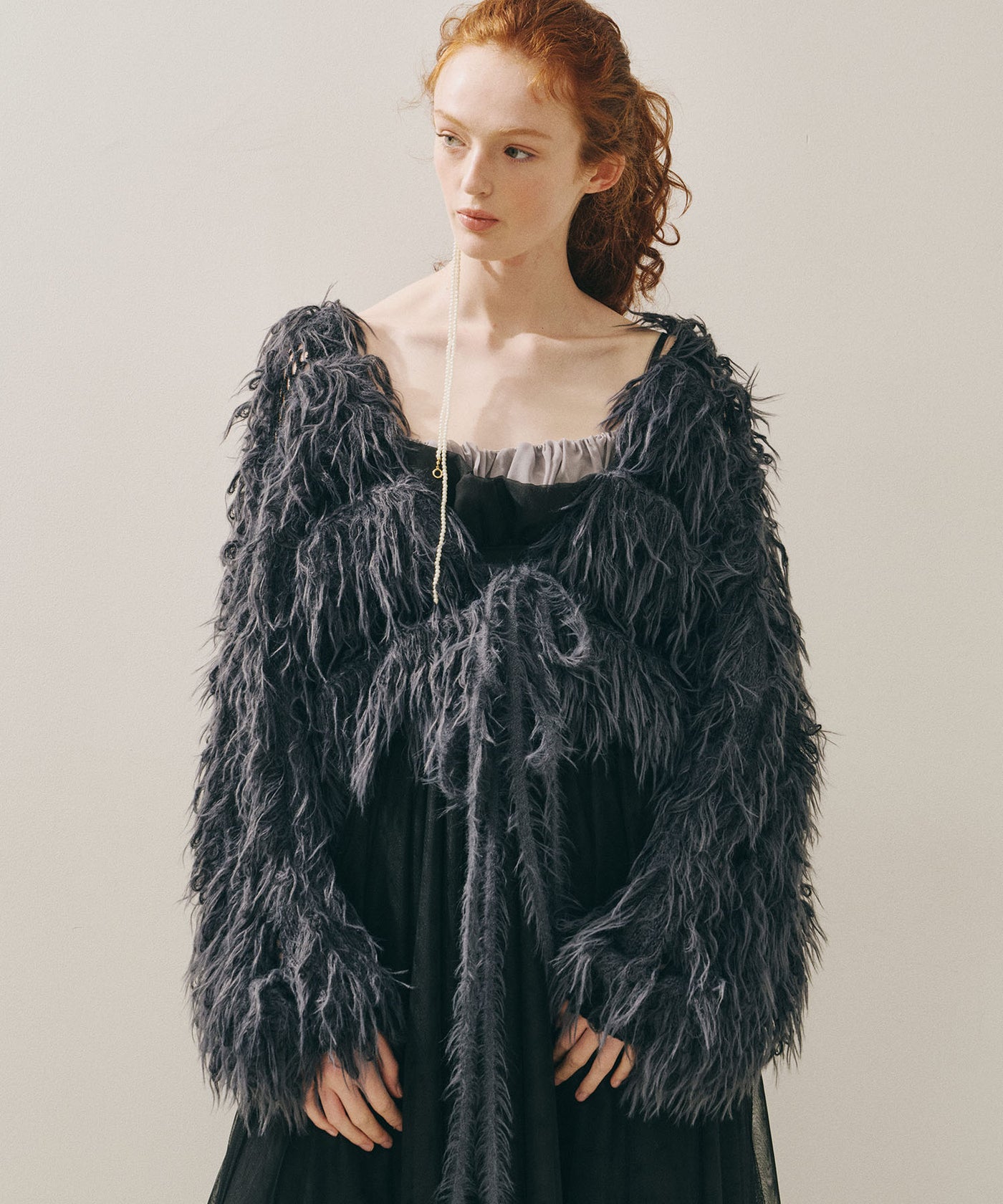 タグ付新品 JU by LA BELLE ETUDE ループモヘアフェザーニット J1U by LA BELLE ETUDE】2WAYループフェザー×かぎあみニット