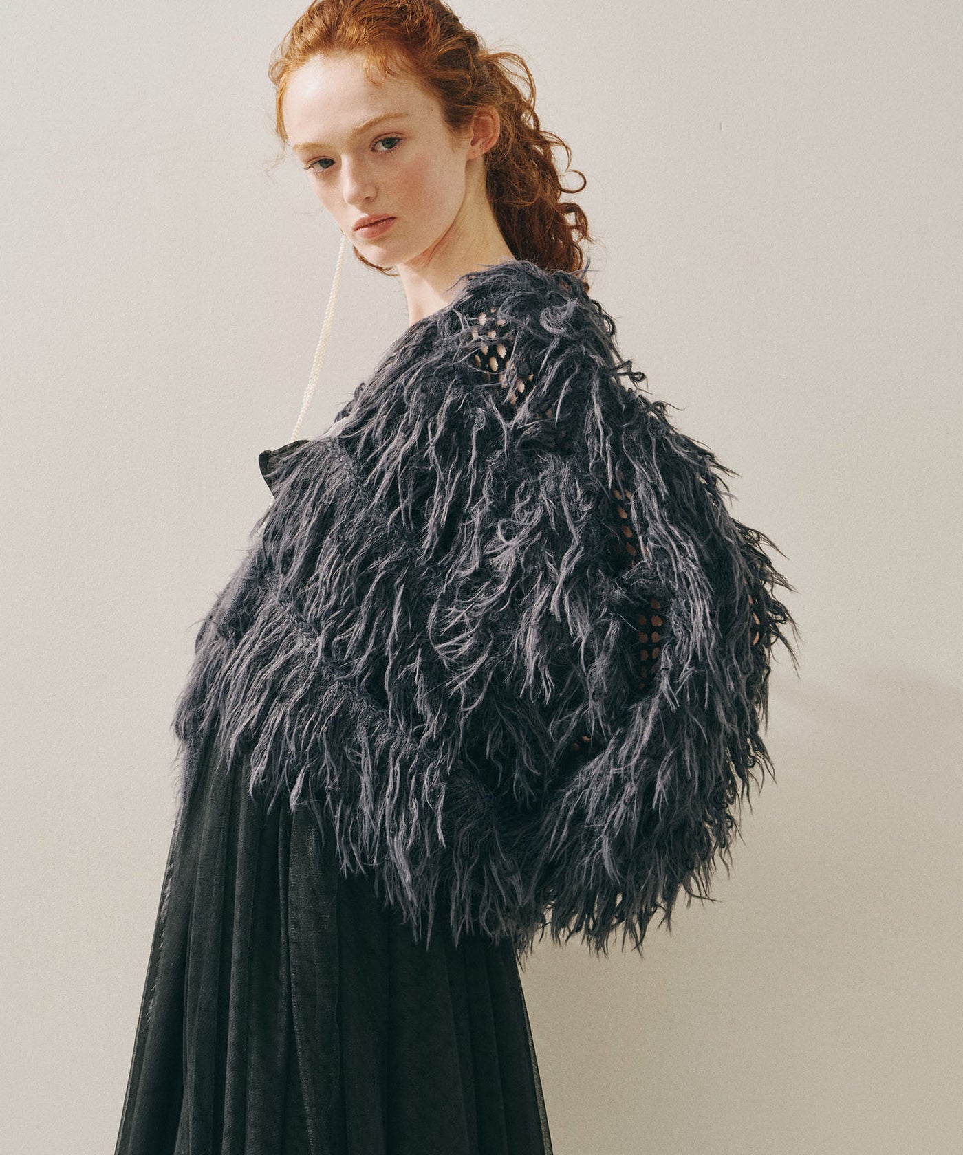 J1U by LA BELLE ETUDE】2WAYループフェザー×かぎあみニット