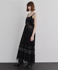 【予約開始待ち】レースレイヤードベロアキャミドレスワンピース