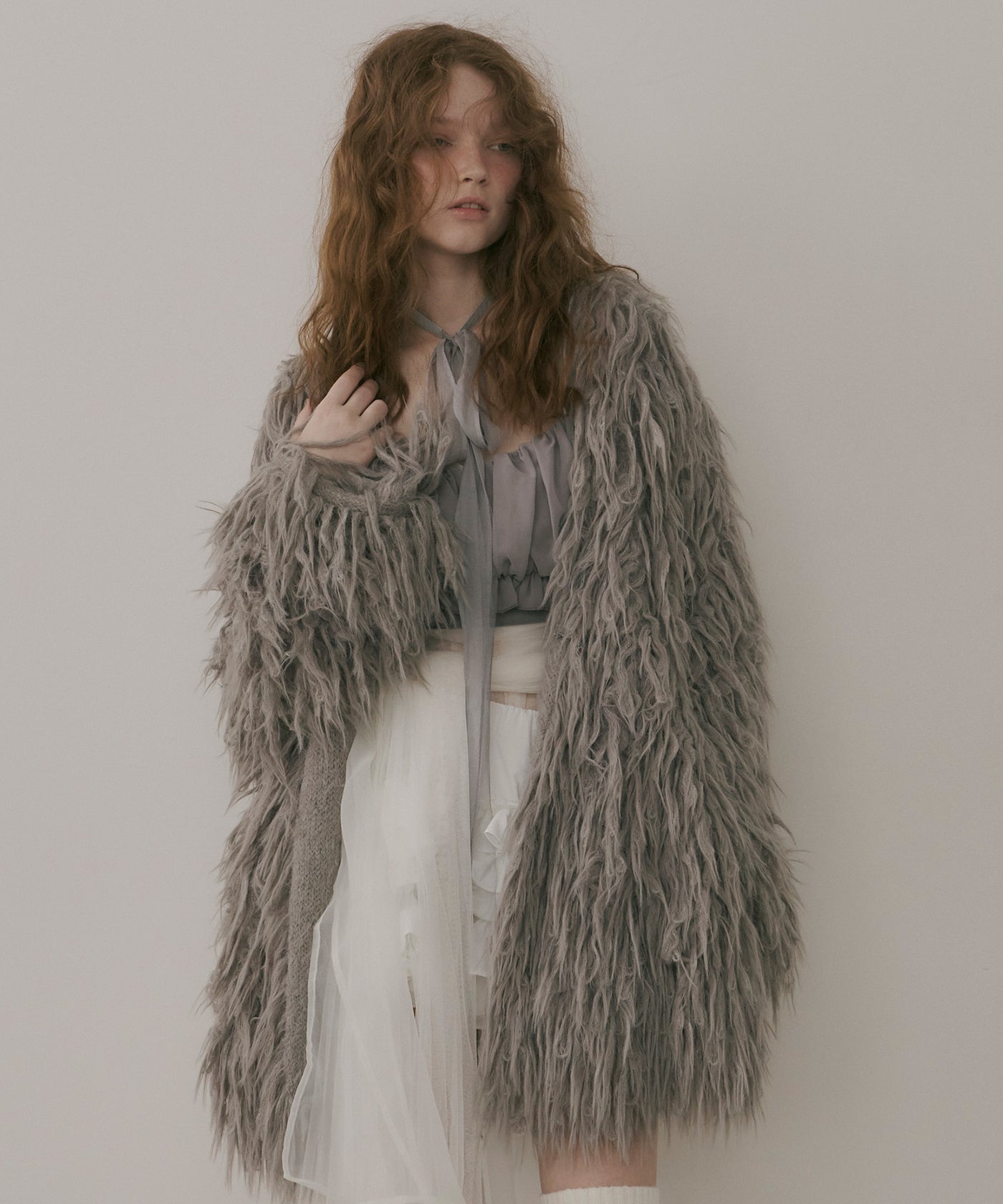 J1U by LA BELLE ETUDE】ループモヘアフェザーニットアウター