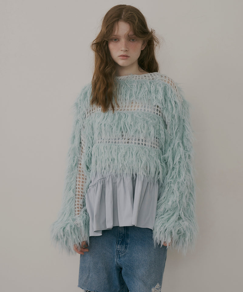 【J1U by LA BELLE ETUDE】2WAYループフェザー×かぎあみニット