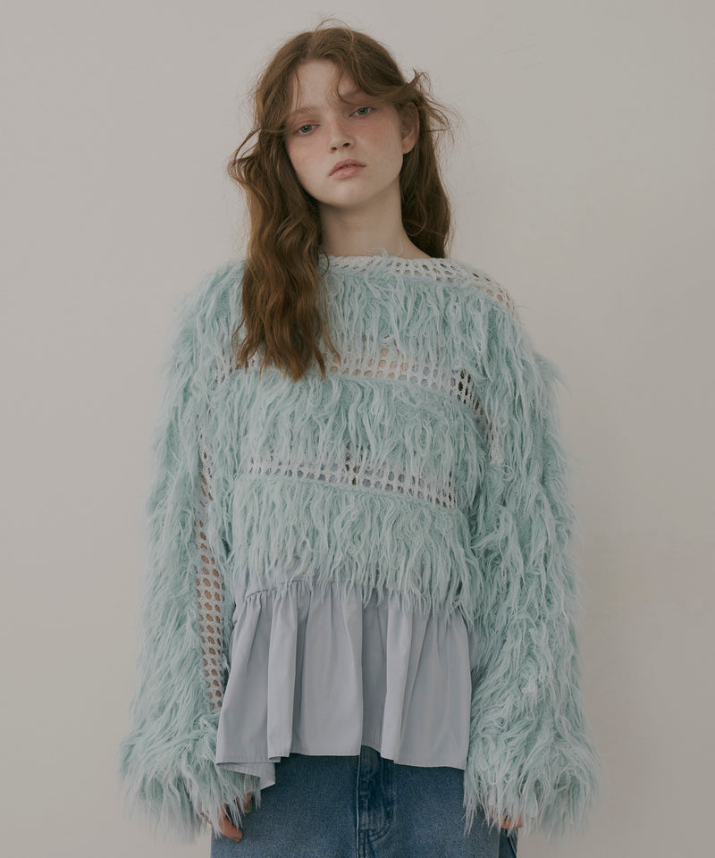 【J1U by LA BELLE ETUDE】2WAYループフェザー×かぎあみニット