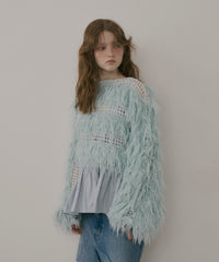 【J1U by LA BELLE ETUDE】2WAYループフェザー×かぎあみニット