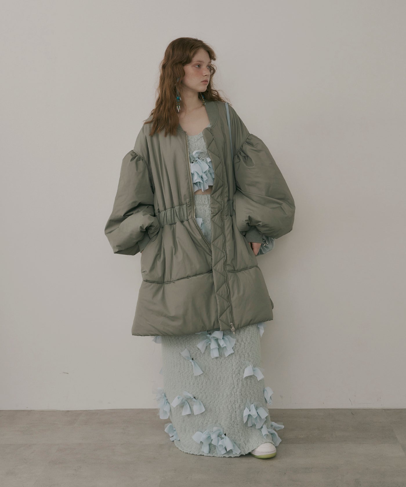 J1U by LA BELLE ETUDE】パッファーボリュームAラインミドルコート