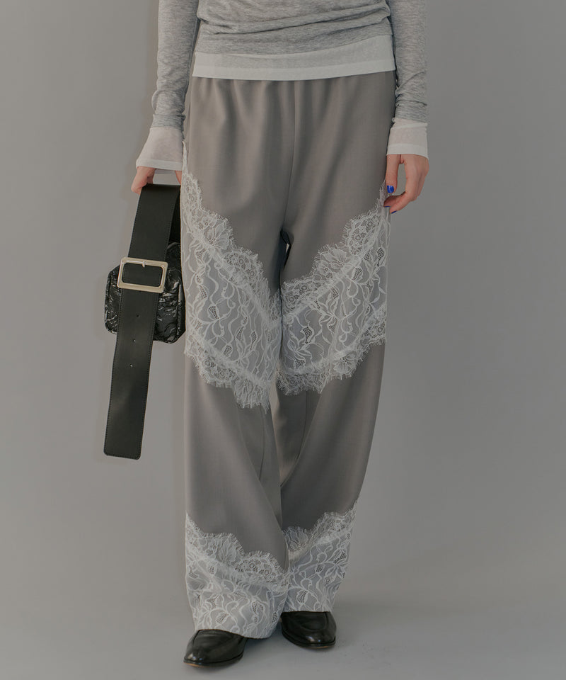 【yae】Lace design slacks / レースデザインスラックス