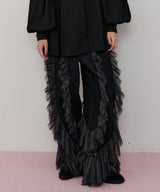 【一部カラー予約】デニム×ギャザーチュールパンツ