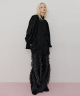 【一部カラー予約】デニム×ギャザーチュールパンツ