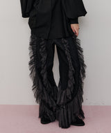 【一部カラー予約】デニム×ギャザーチュールパンツ