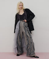 【一部カラー予約】デニム×ギャザーチュールパンツ