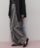 【一部カラー予約】デニム×ギャザーチュールパンツ