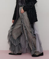 【一部カラー予約】デニム×ギャザーチュールパンツ
